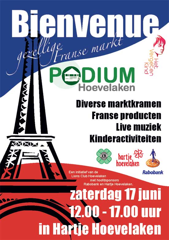 Franse markt Bienvenue 17 juni&nbsp;Hoevelaken