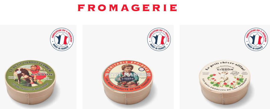 Decoratieve Franse worsten en kazen